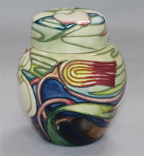 A Moorcroft Orchid Arabesque ginger jar and cover by Emma Bossons, 2002